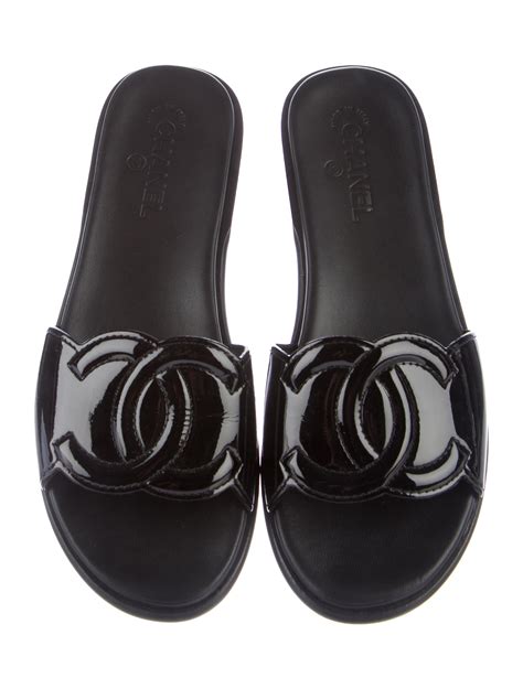 black chanel slides women|chanel fluffy slides.